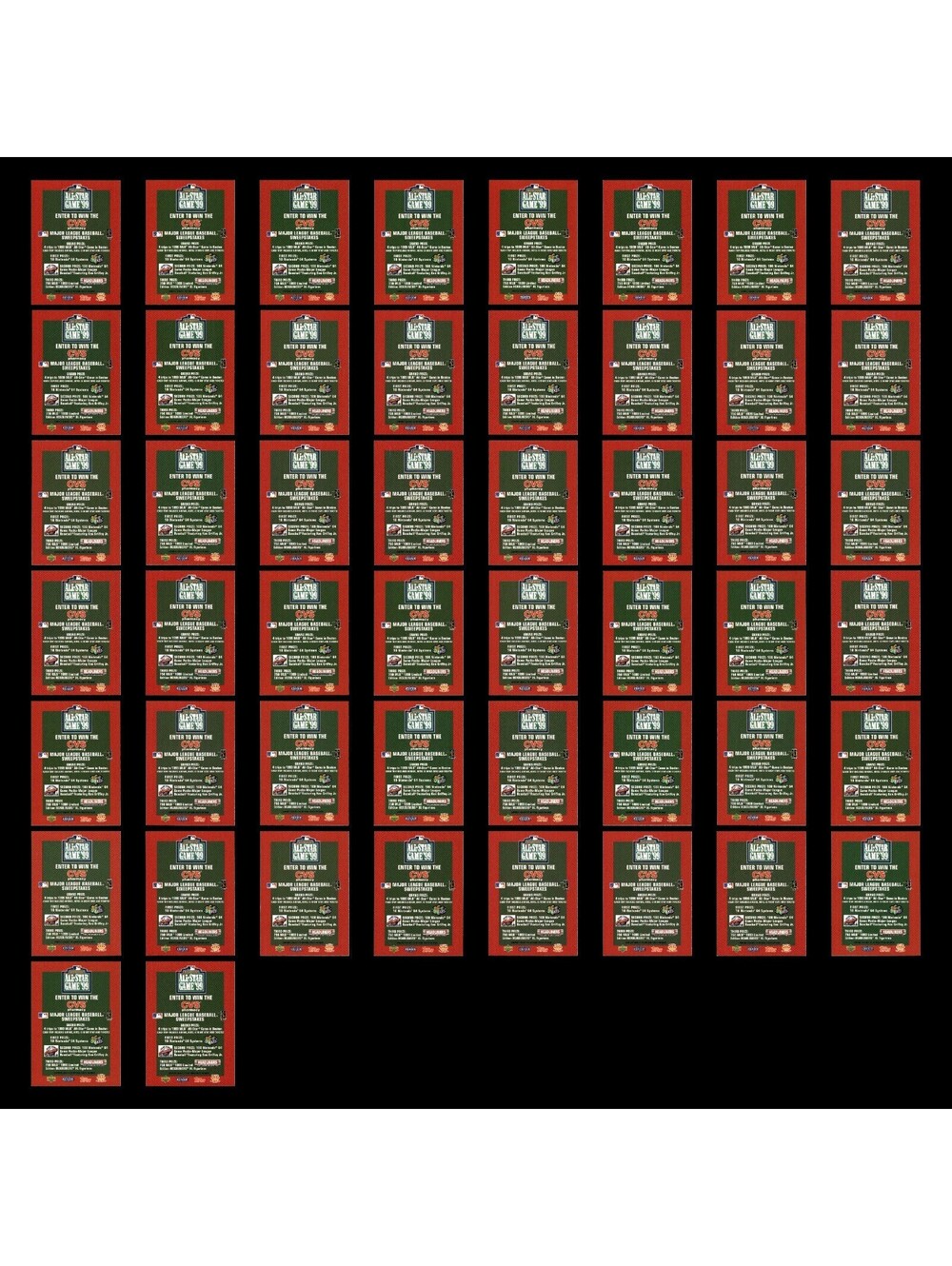 All Star Game 99 Lot 50 Baseball Cards 1999 Topps/Fleer/Upper Deck/Pacific Set